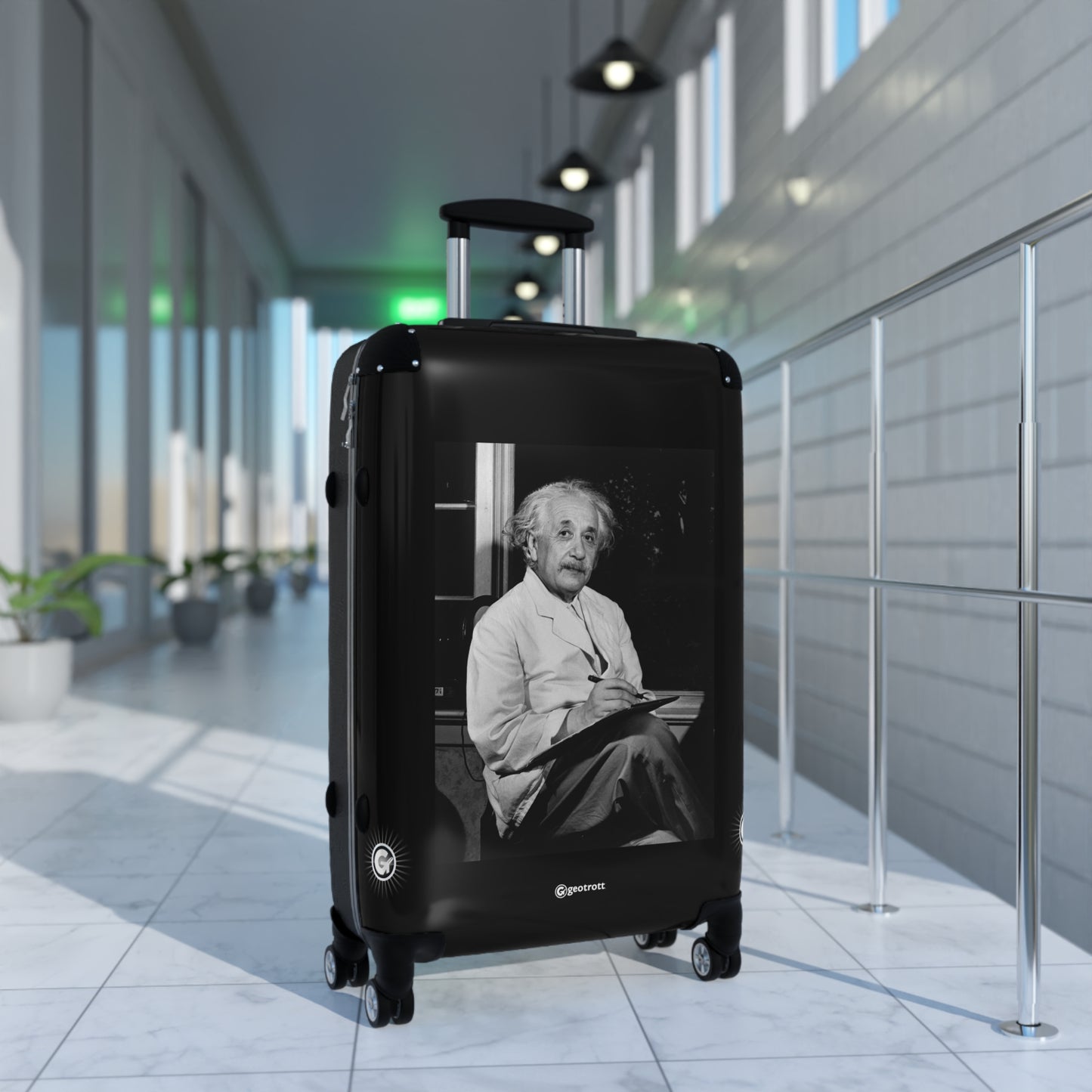 Albert Einstein Two Days Before Turning 65 20Th Century Photos Luggage Bag Rolling Suitcase Spinner