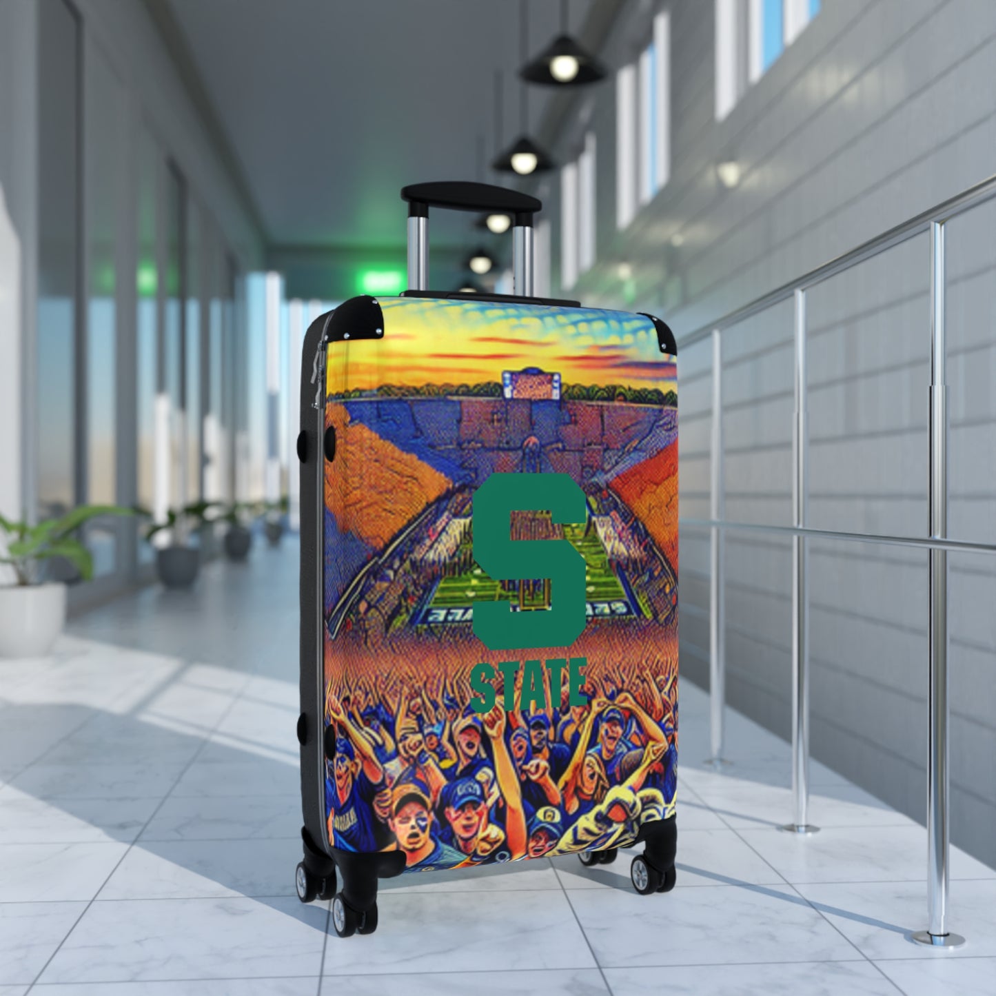 Michigan State University Spartans Football College Team Luggage Bag Rolling Suitcase Spinner