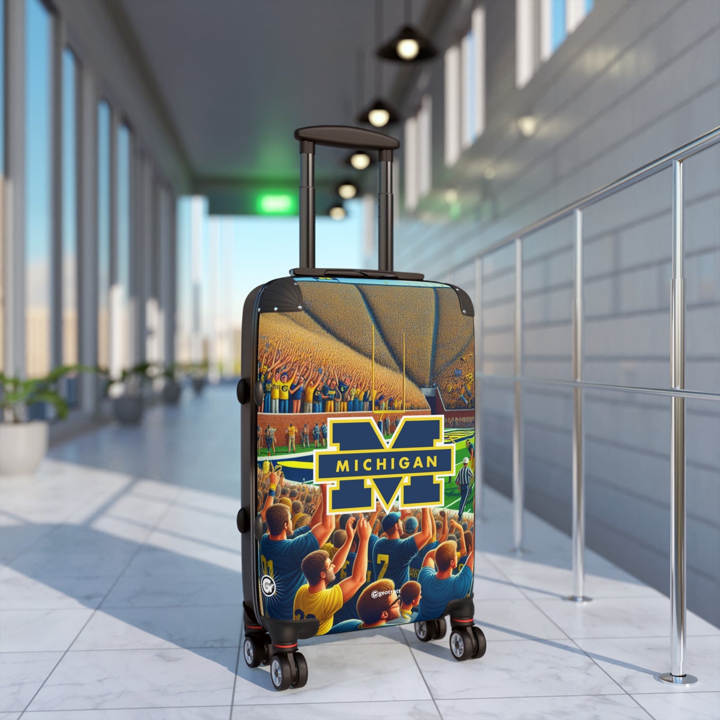 Michigan University Wolverines Football Team Luggage Bag Rolling Suitcase Spinner
