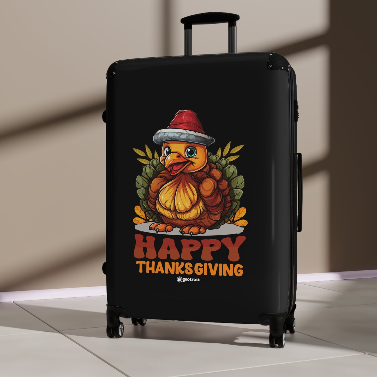 Happy Thanksgiving Cute Turkey Thanksgiving Season Luggage Bag Rolling Suitcase Spinner
