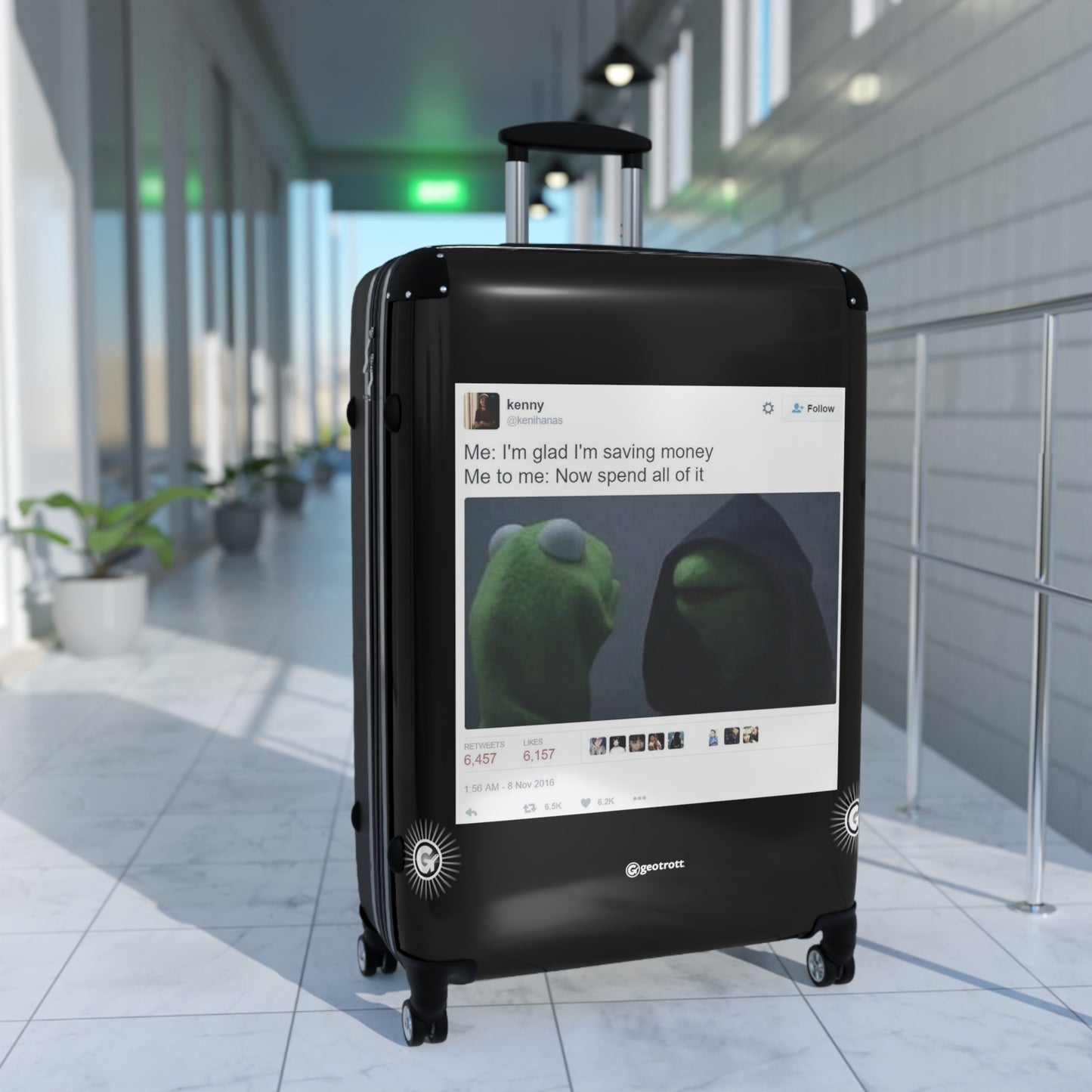 Kermit the Frog Shopping Joke MEME Funny Inspirational Luggage Bag Rolling Suitcase Spinner