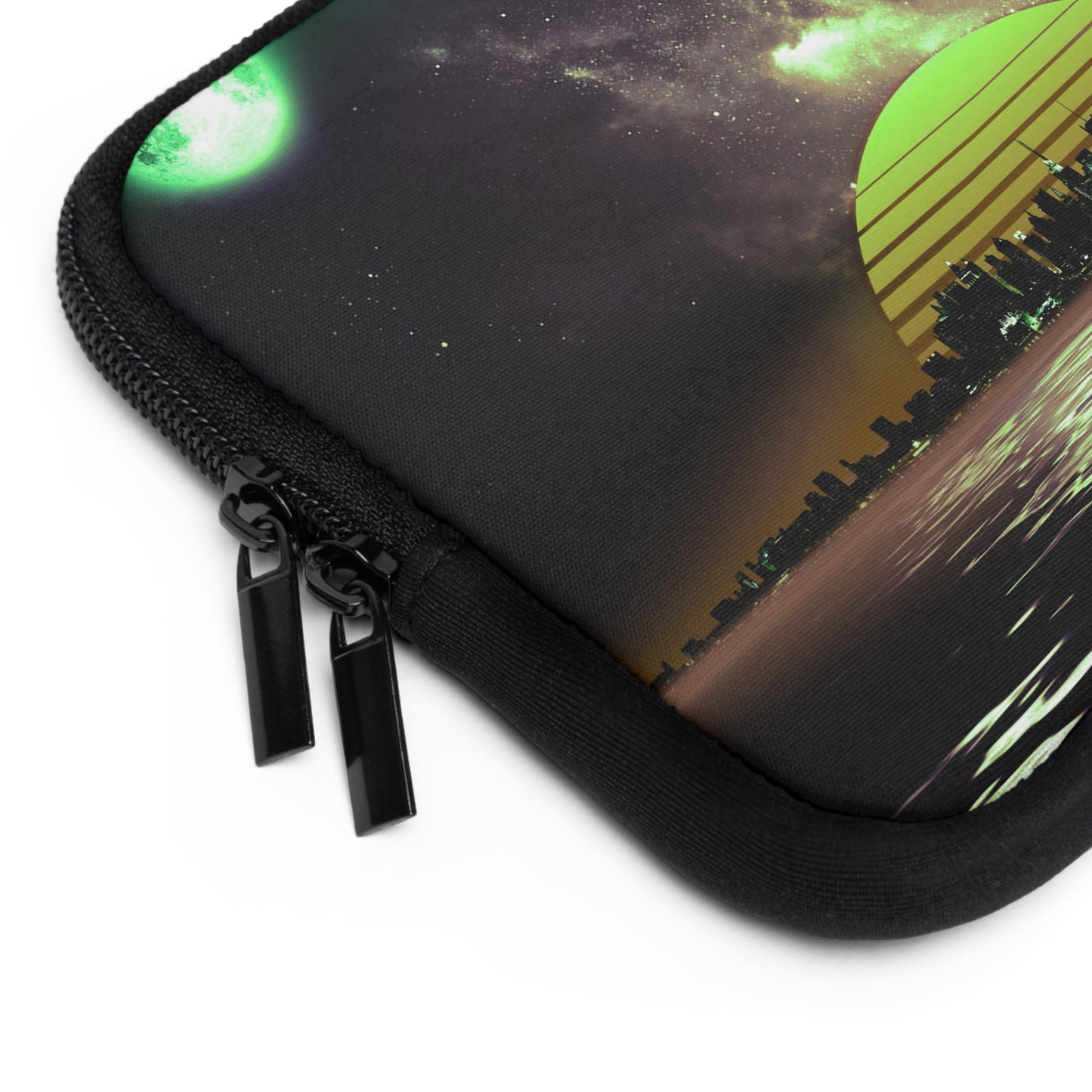 Copy Of Space City Sunset Green Black Laptop Sleeve