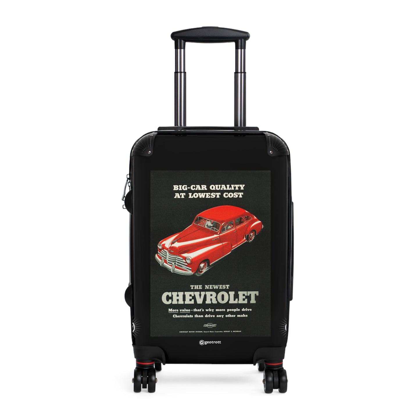 Big Car Quality At Lowest Cost Chevrolet Vintage Posters Retro Ad Luggage Bag Rolling Suitcase Spinner