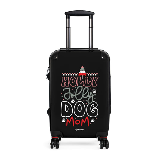 Funny Inspirational Holly Jolly Dog Mom Luggage Bag Rolling Suitcase Spinner