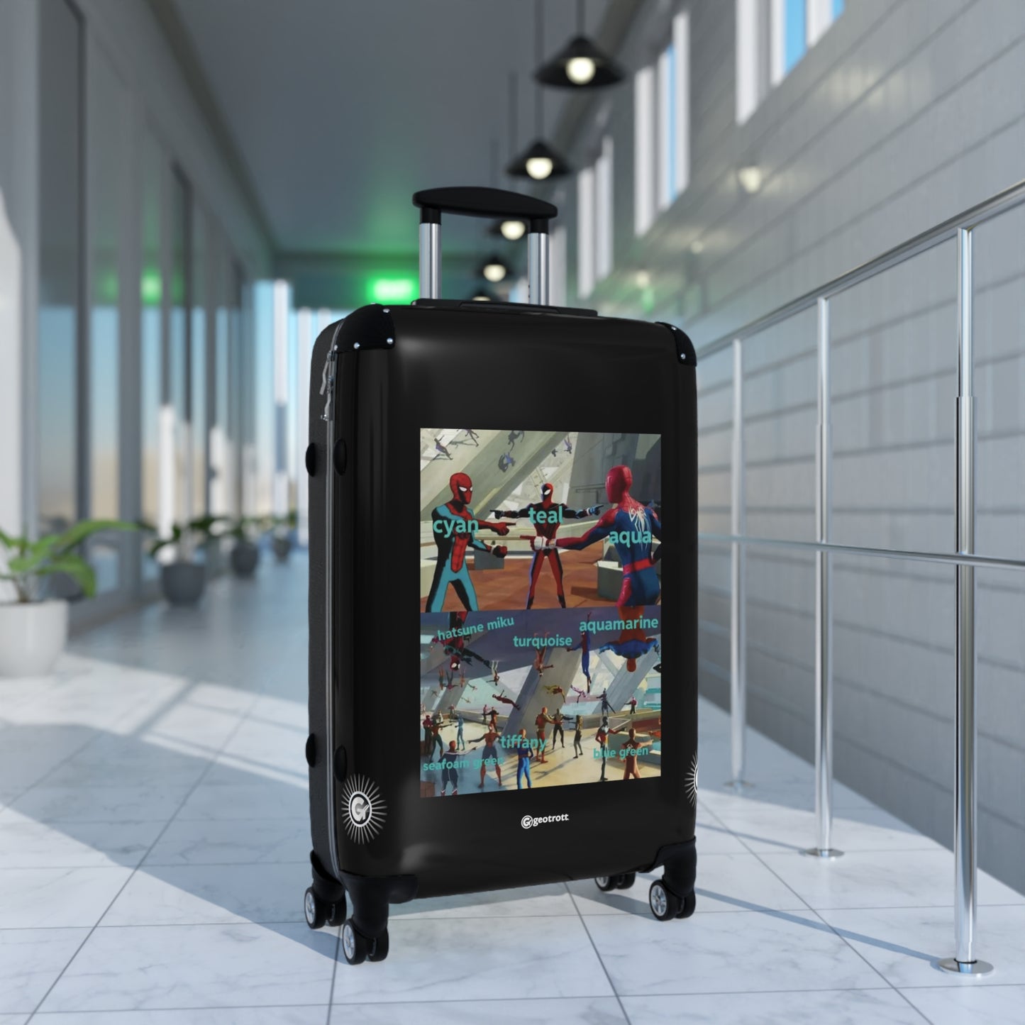 Spiderman Pointing Three Jokes MEME Funny Inspirational Luggage Bag Rolling Suitcase Spinner