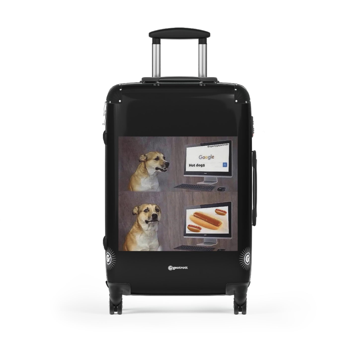 Dog Googles Hotdog Meme Funny Inspirational Luggage Bag Rolling Suitcase Spinner