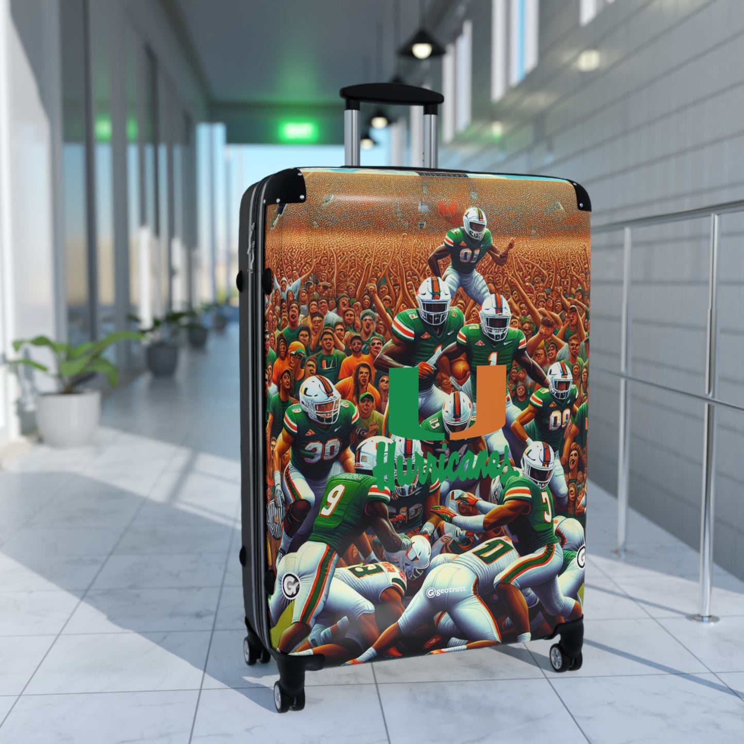 University Of Miami Hurricanes College Football Team Bag Rolling Suitcase Spinner