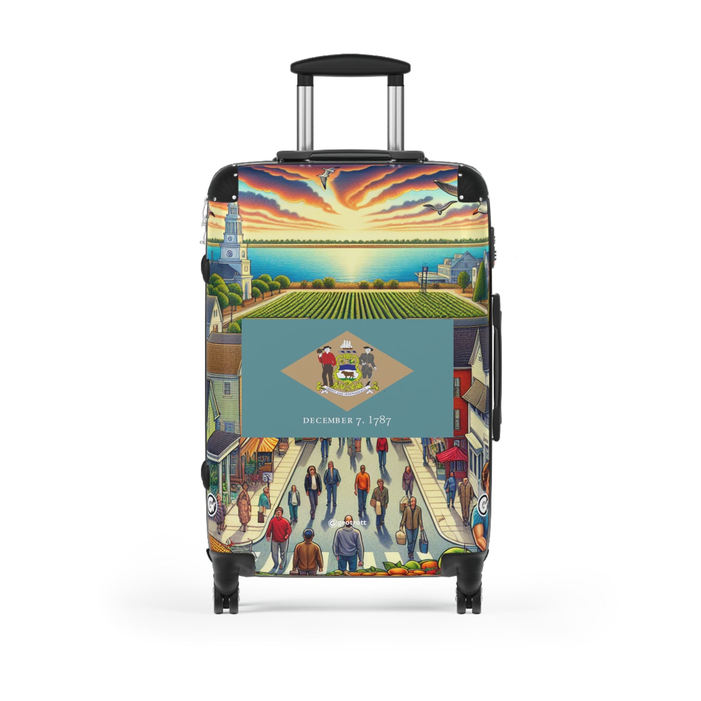 Delaware Usa State Flags Luggage Bag Rolling Suitcase Spinner