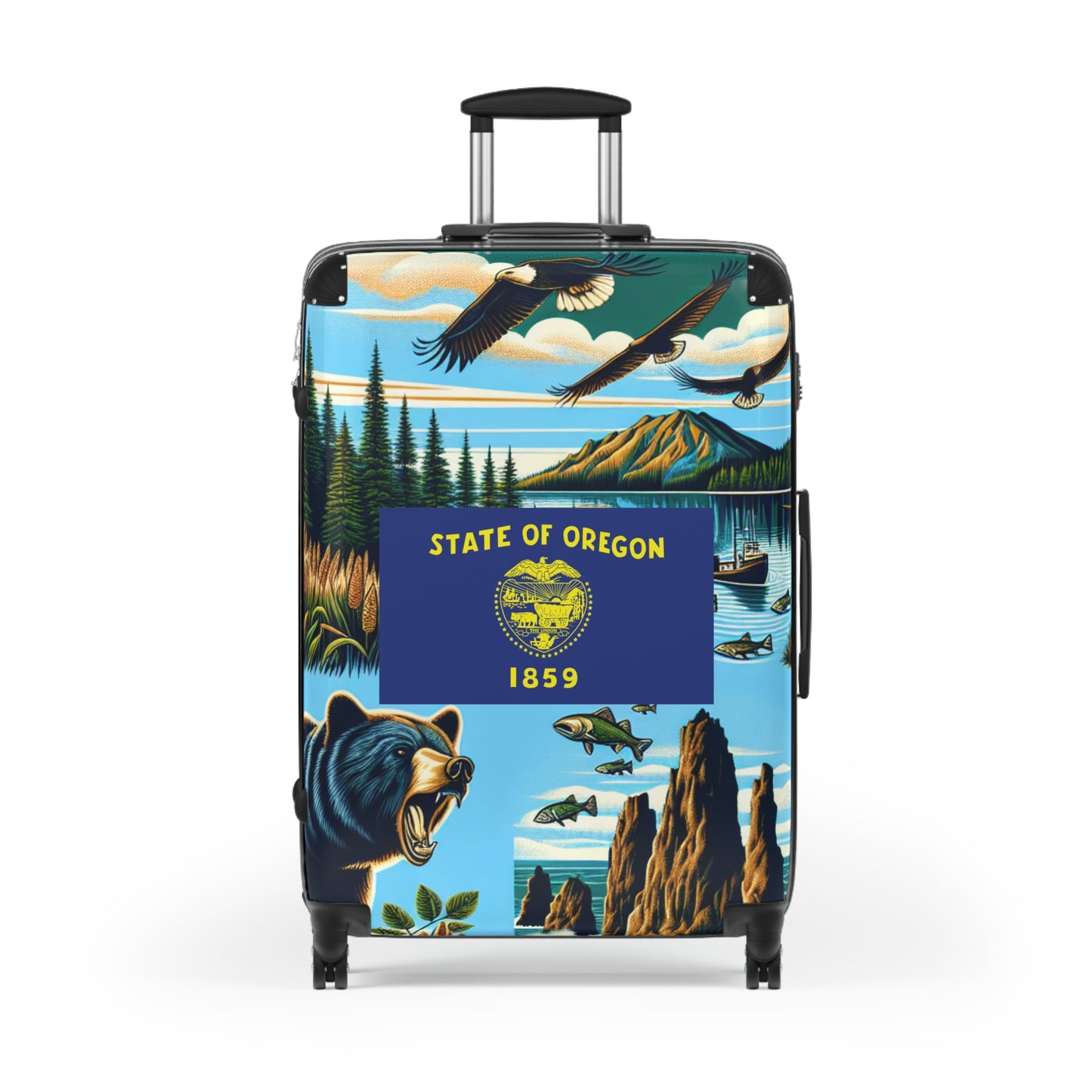 Oregon USA STATE FLAGS Luggage Bag Rolling Suitcase Spinner