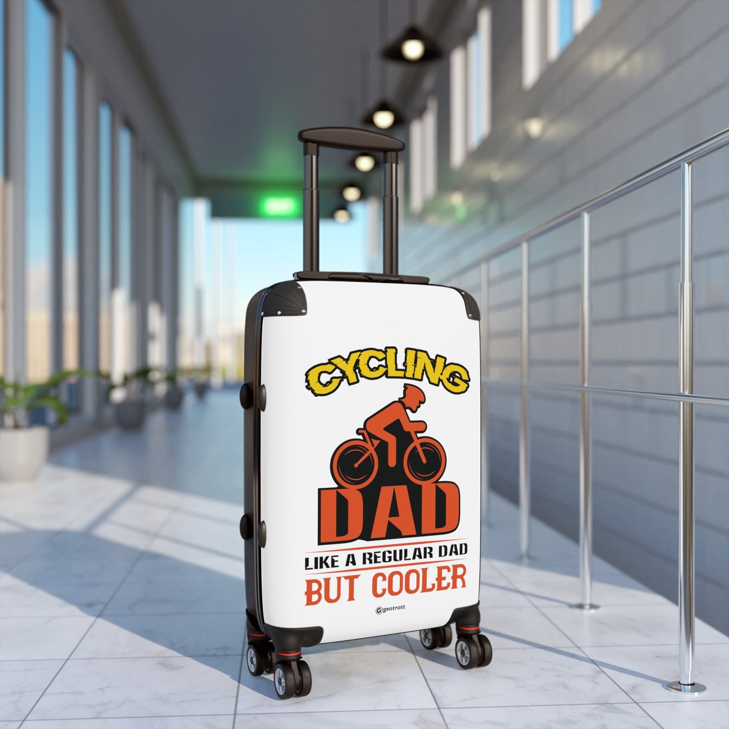Cycling Dad Like a Regular Dad but Better Emotive Inspirational Fathers Day Luggage Bag Rolling Suitcase Spinner