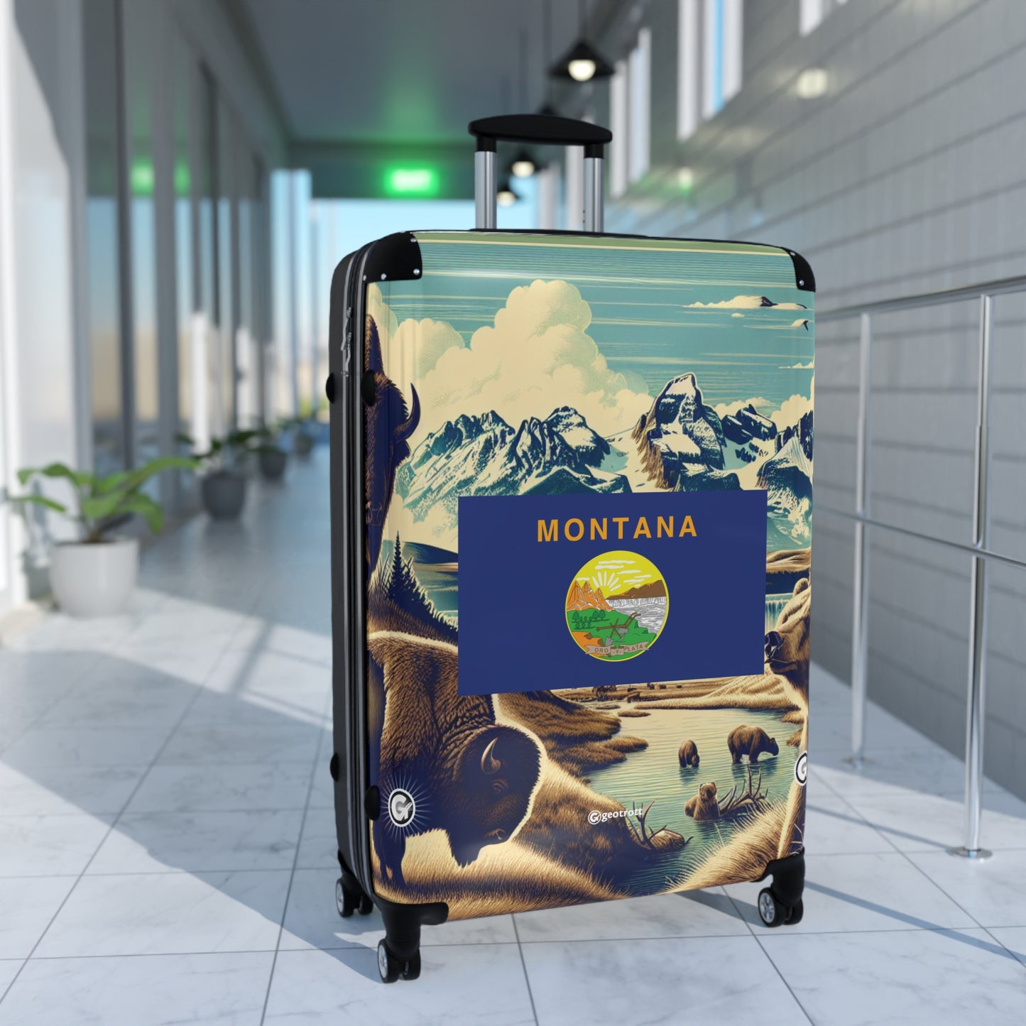 Montana Usa State Flags Luggage Bag Rolling Suitcase Spinner