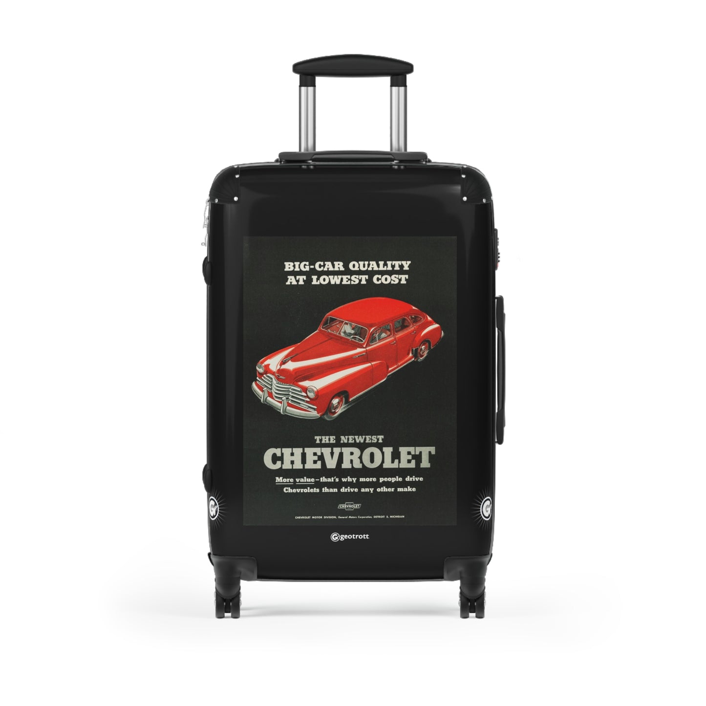 Big Car Quality At Lowest Cost Chevrolet Vintage Posters Retro Ad Luggage Bag Rolling Suitcase Spinner