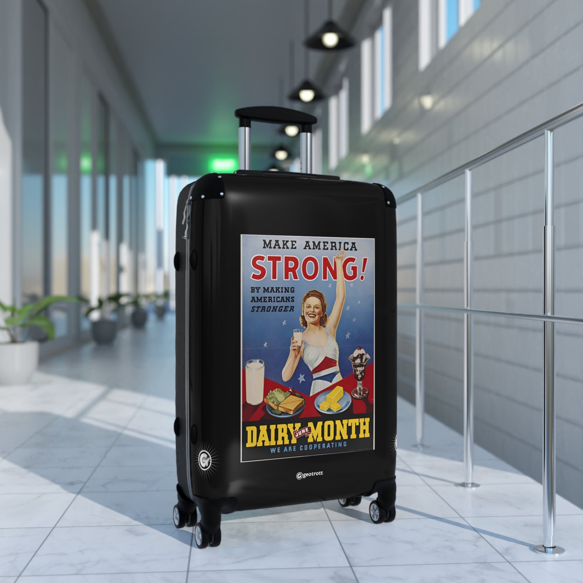 National Dairy Council Make America Strong! By Making Americans Stronger Vintage Posters Retro Ad Luggage Bag Rolling Suitcase Spinner