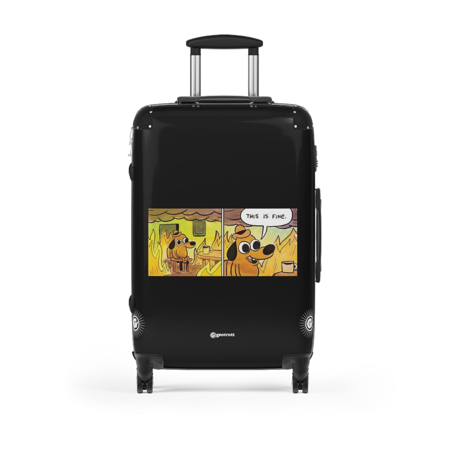 This Is Fine MEME Funny Inspirational Luggage Bag Rolling Suitcase Spinner