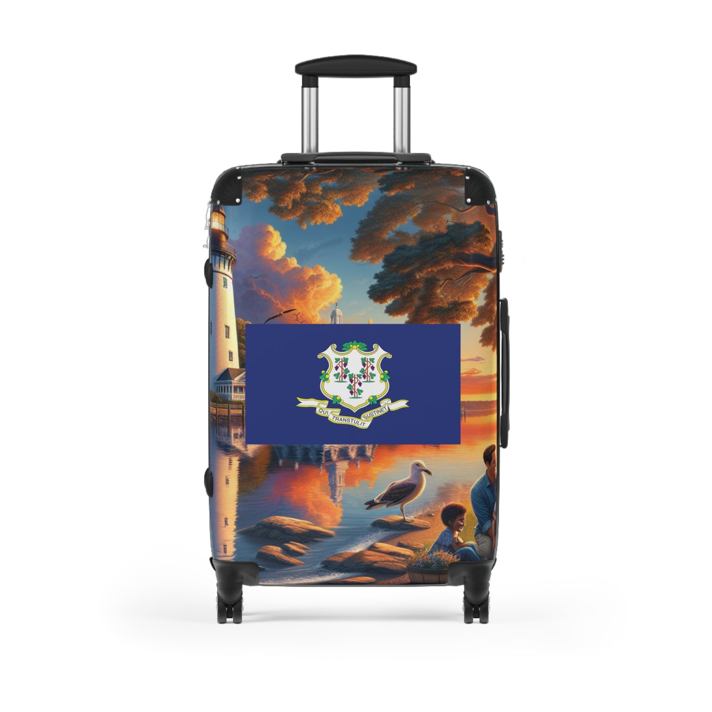 Conneticutt Usa State Flags Luggage Bag Rolling Suitcase Spinner