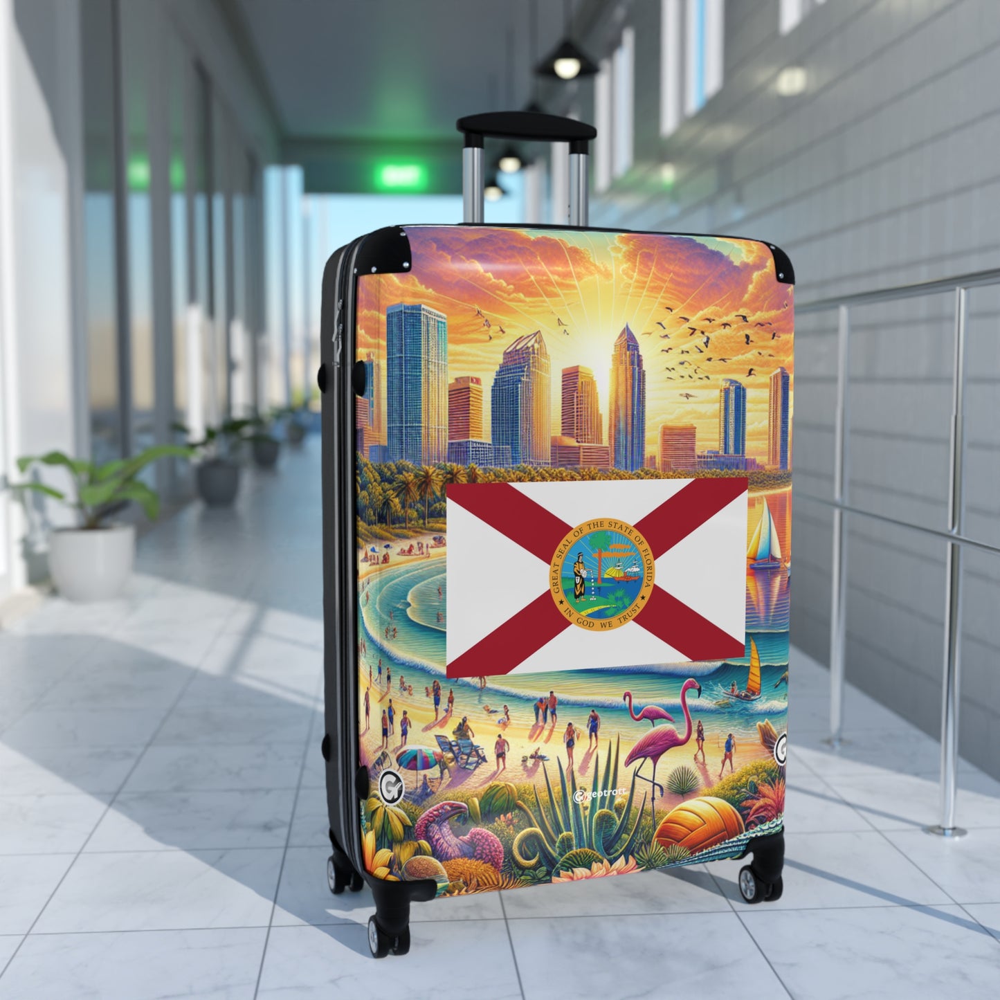 Florida Usa State Flags Luggage Bag Rolling Suitcase Spinner