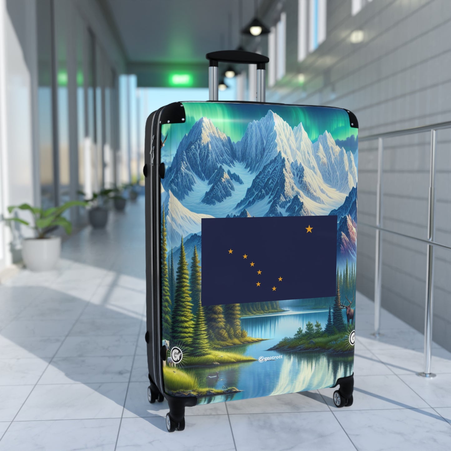 Alaska Usa State Flags Template Luggage Bag Rolling Suitcase Spinner
