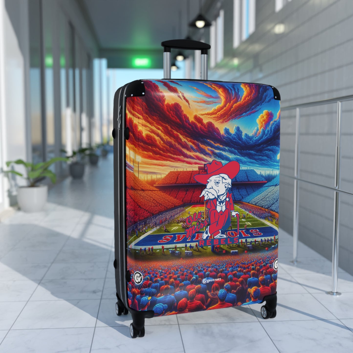 Mississippi Ole Miss Rebel College Team Luggage Bag Rolling Suitcase Spinner