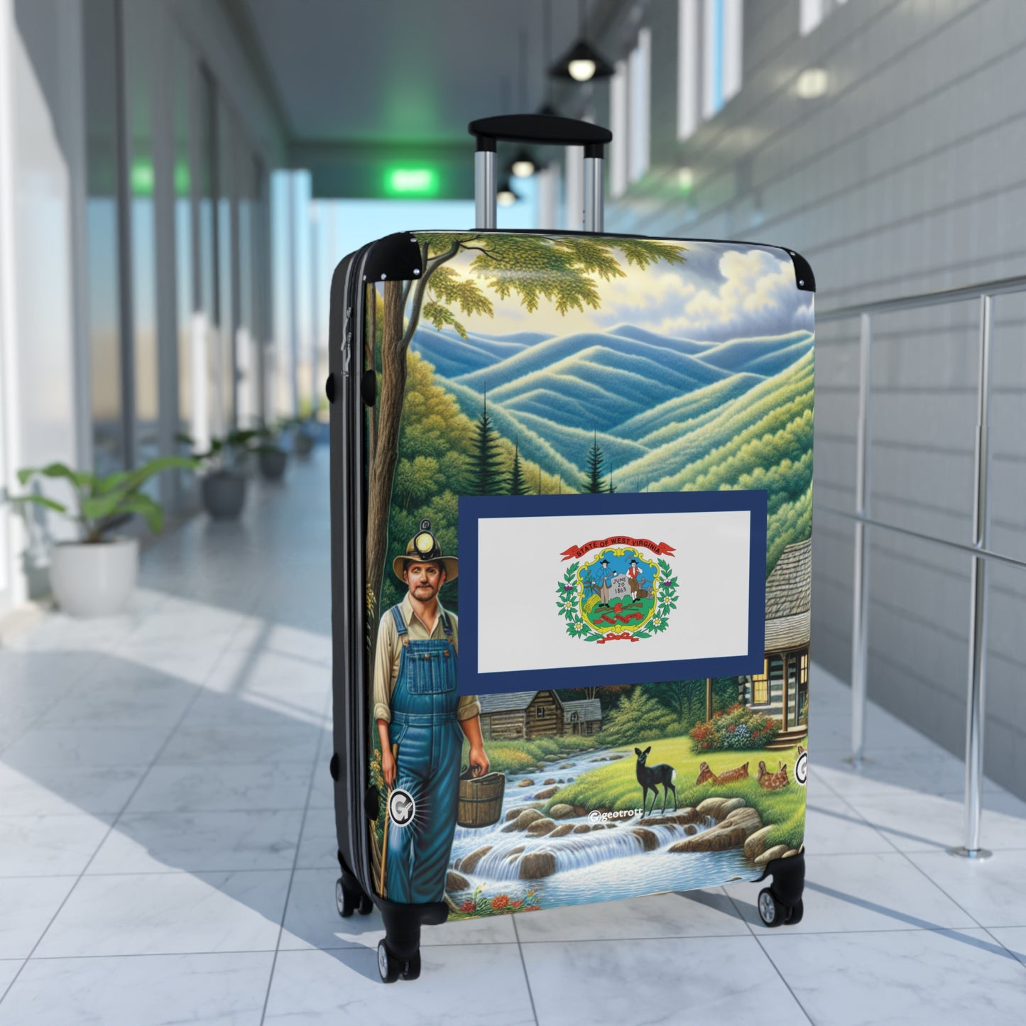 West Virginia USA STATE FLAGS Luggage Bag Rolling Suitcase Spinner