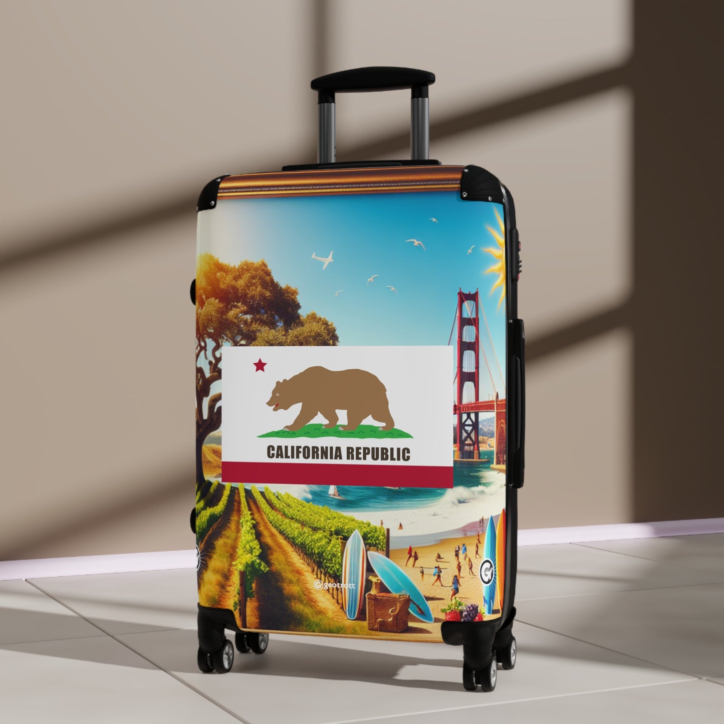 California Usa State Flags Luggage Bag Rolling Suitcase Spinner