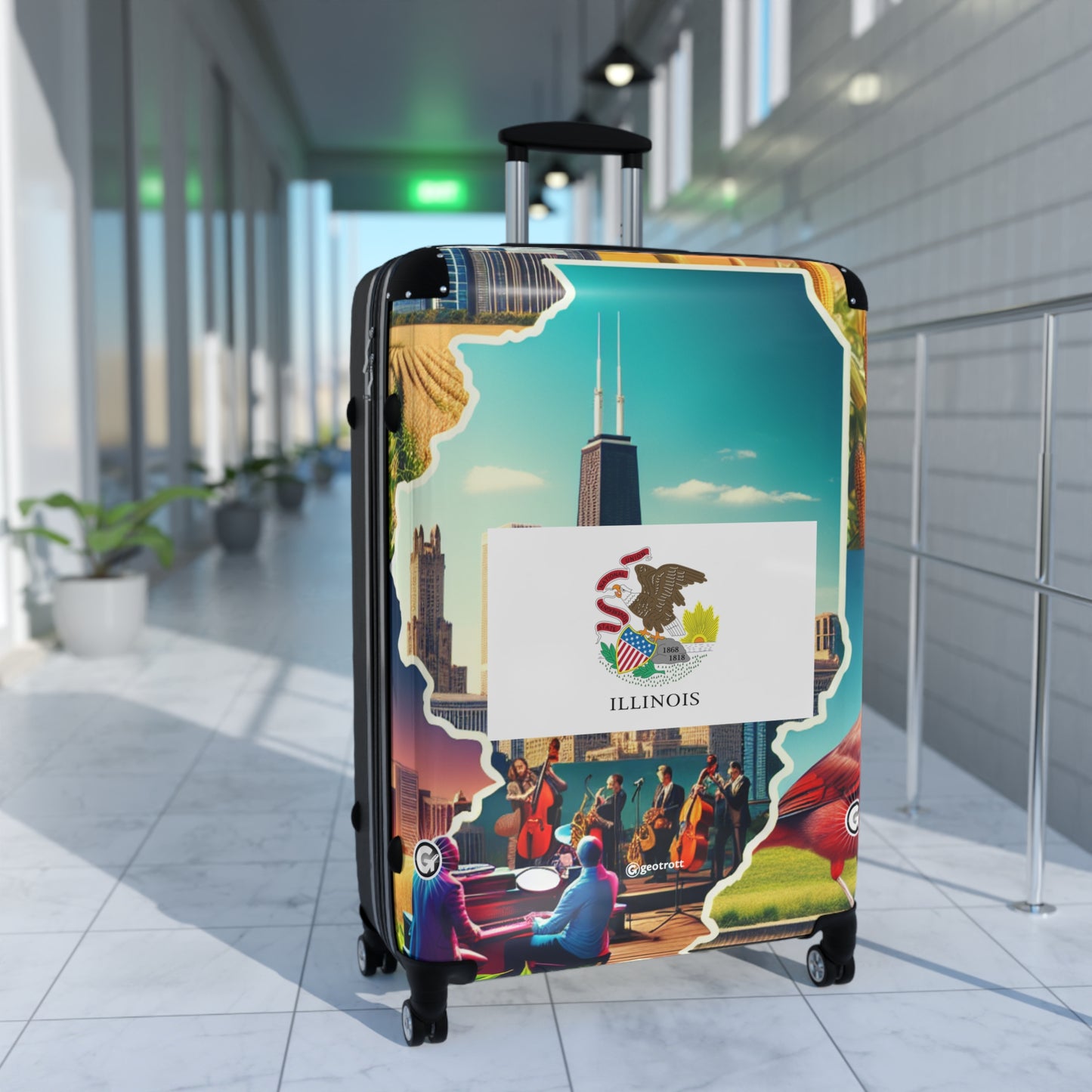 Illinois Usa State Flags Luggage Bag Rolling Suitcase Spinner