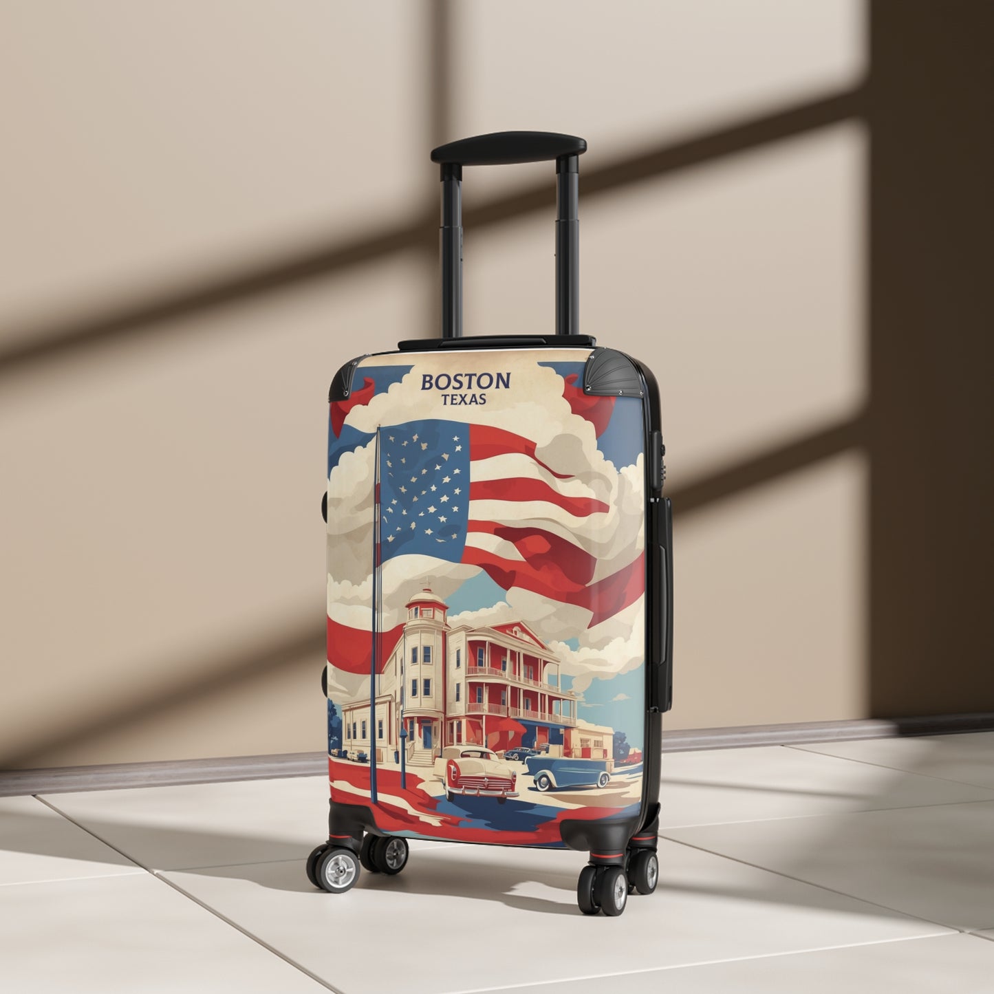 Boston, Texas: A Patriotic Postcard Vintage Travel Poster Art, Small Town Americana Nostalgia Vintage Travel Poster