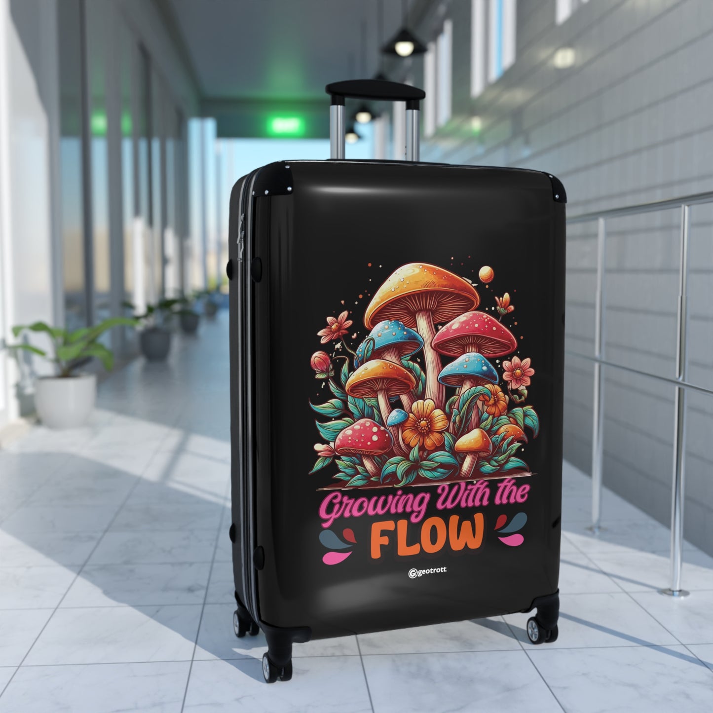 Mushrooms Chroom Funny Inspirational Luggage Bag Rolling Suitcase Spinner
