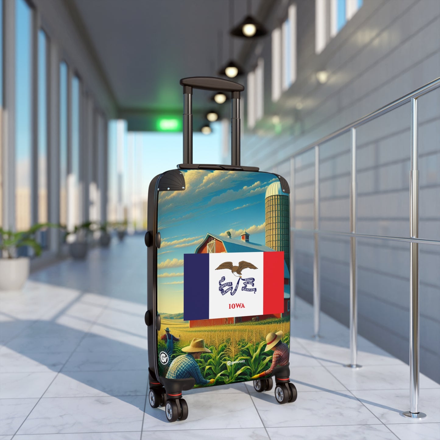 Iowa Usa State Flags Luggage Bag Rolling Suitcase Spinner