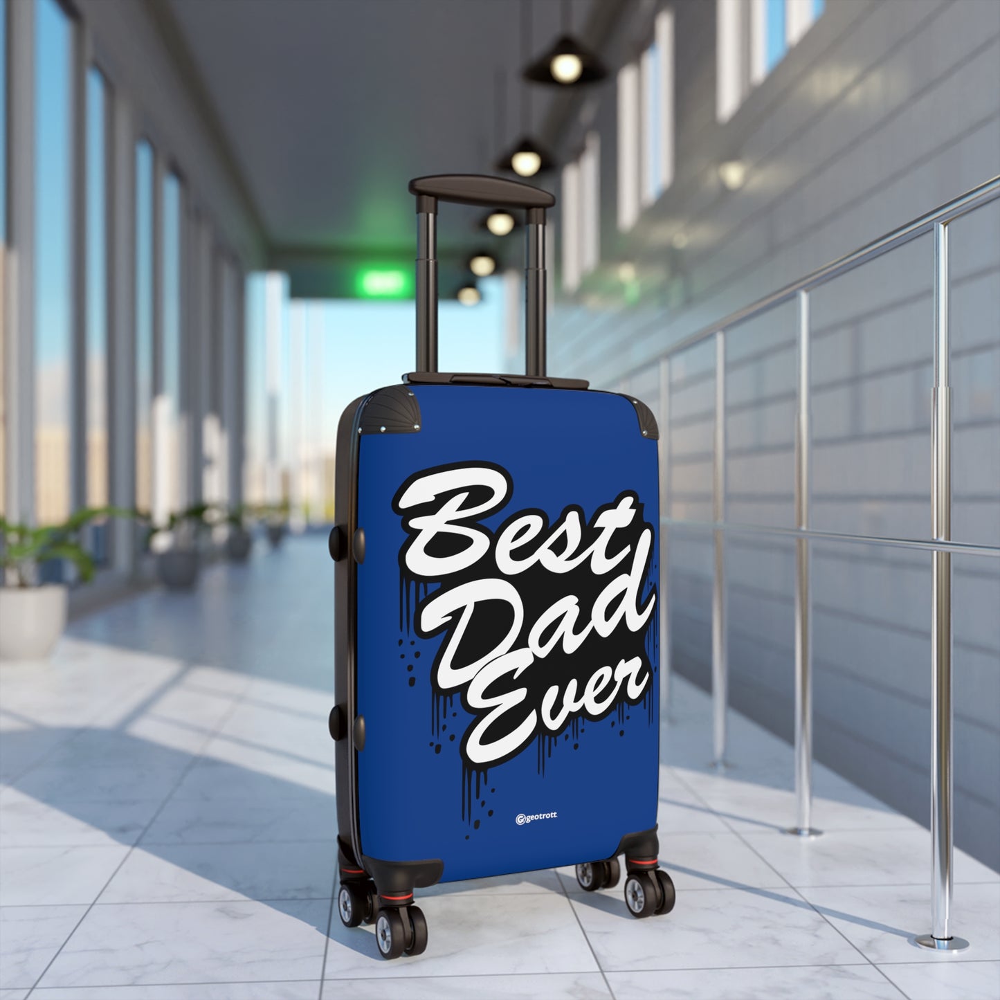 Best Dad Ever Blue Emotive Inspirational Fathers Day Luggage Bag Rolling Suitcase Spinner