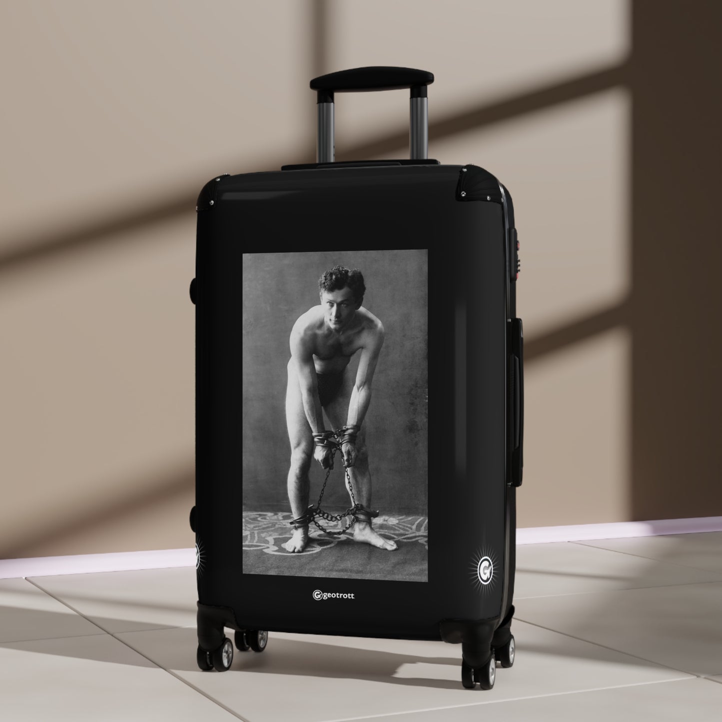 Harry Houdini In Chains 1906 Wily Escape Artist In Handcuff 20Th Century Photos Luggage Bag Rolling Suitcase Spinner