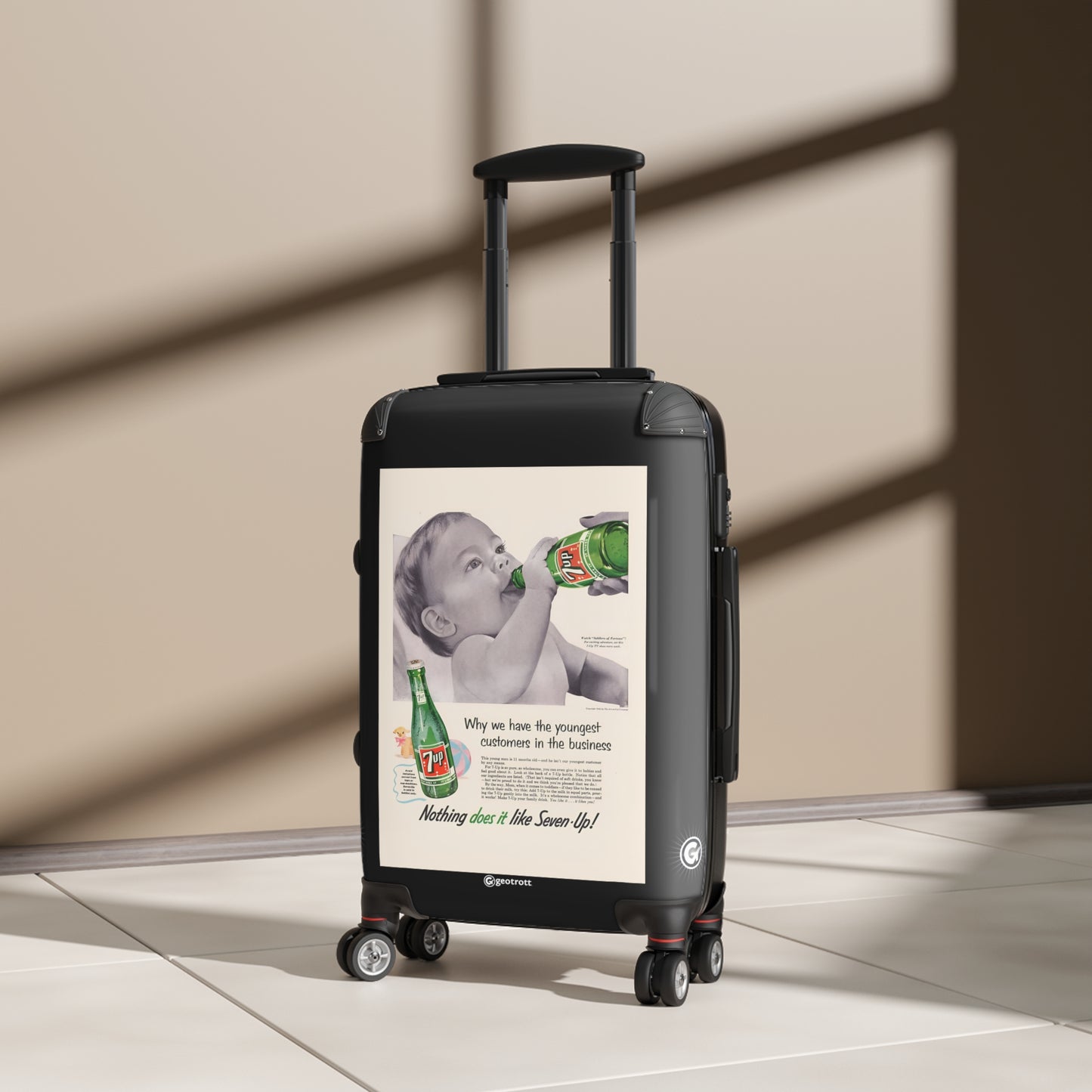 Nothing Does It Like Sevenup 7Up Soda Drink Vintage Posters Retro Ad Luggage Bag Rolling Suitcase Spinner