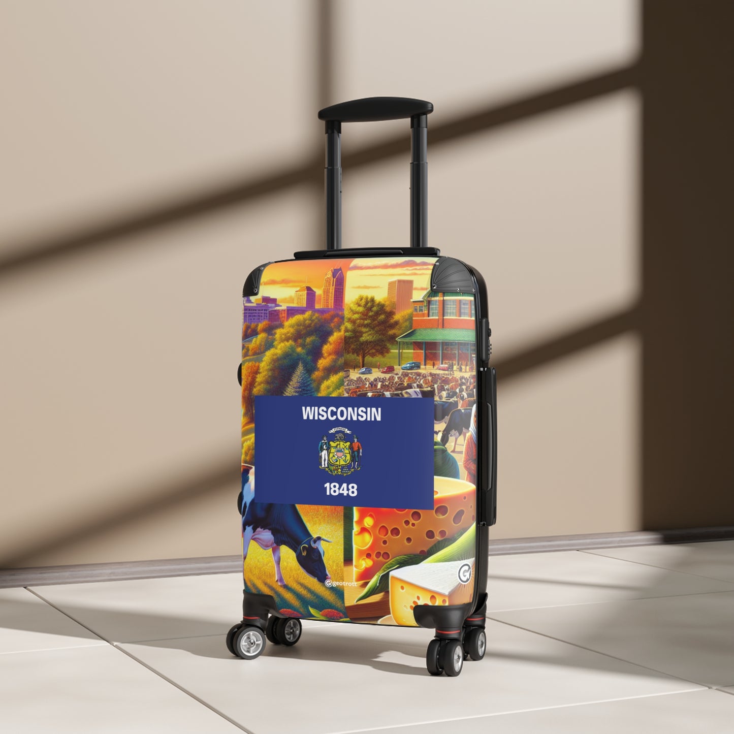 Wisconsin USA STATE FLAGS Luggage Bag Rolling Suitcase Spinner