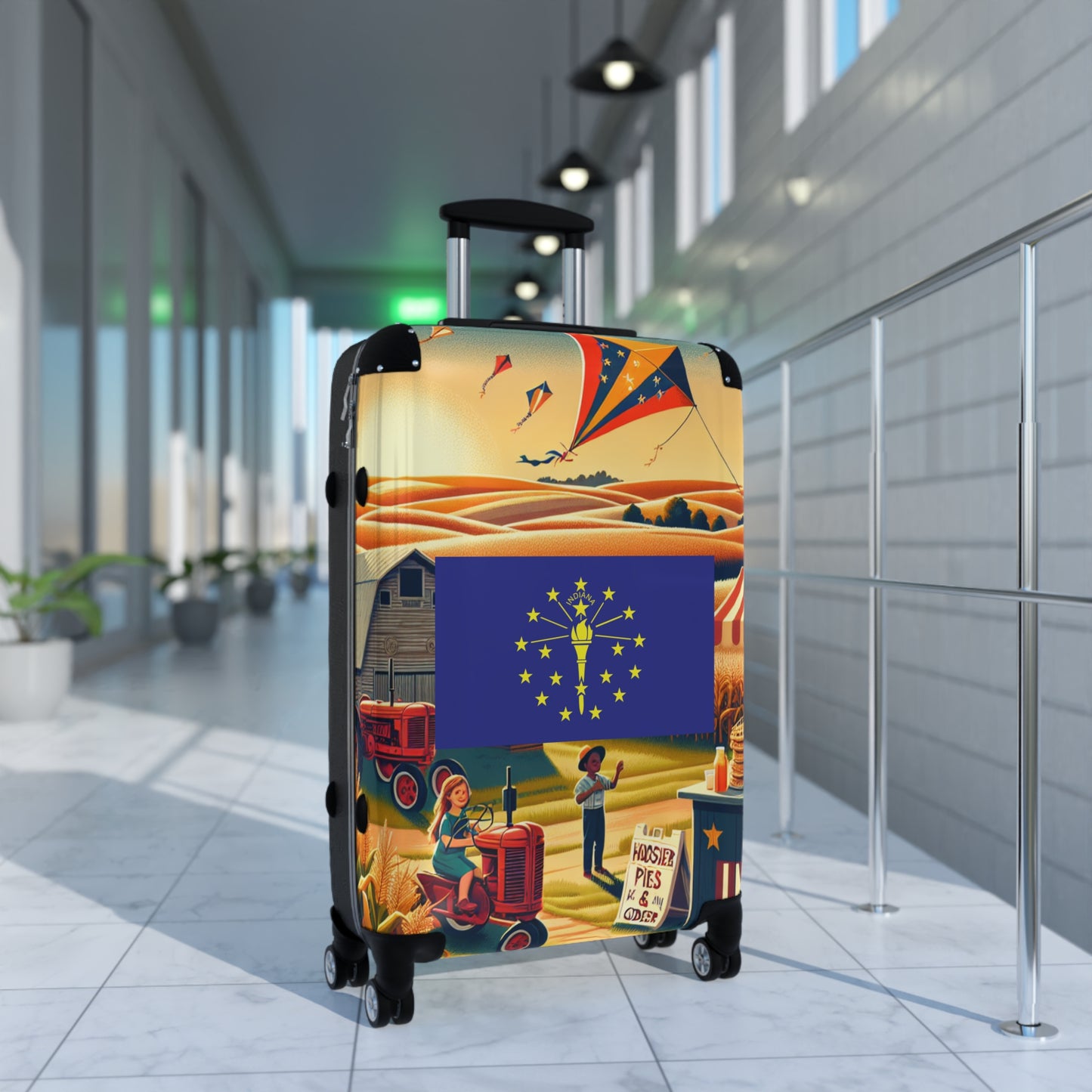 Indiana Usa State Flags Luggage Bag Rolling Suitcase Spinner