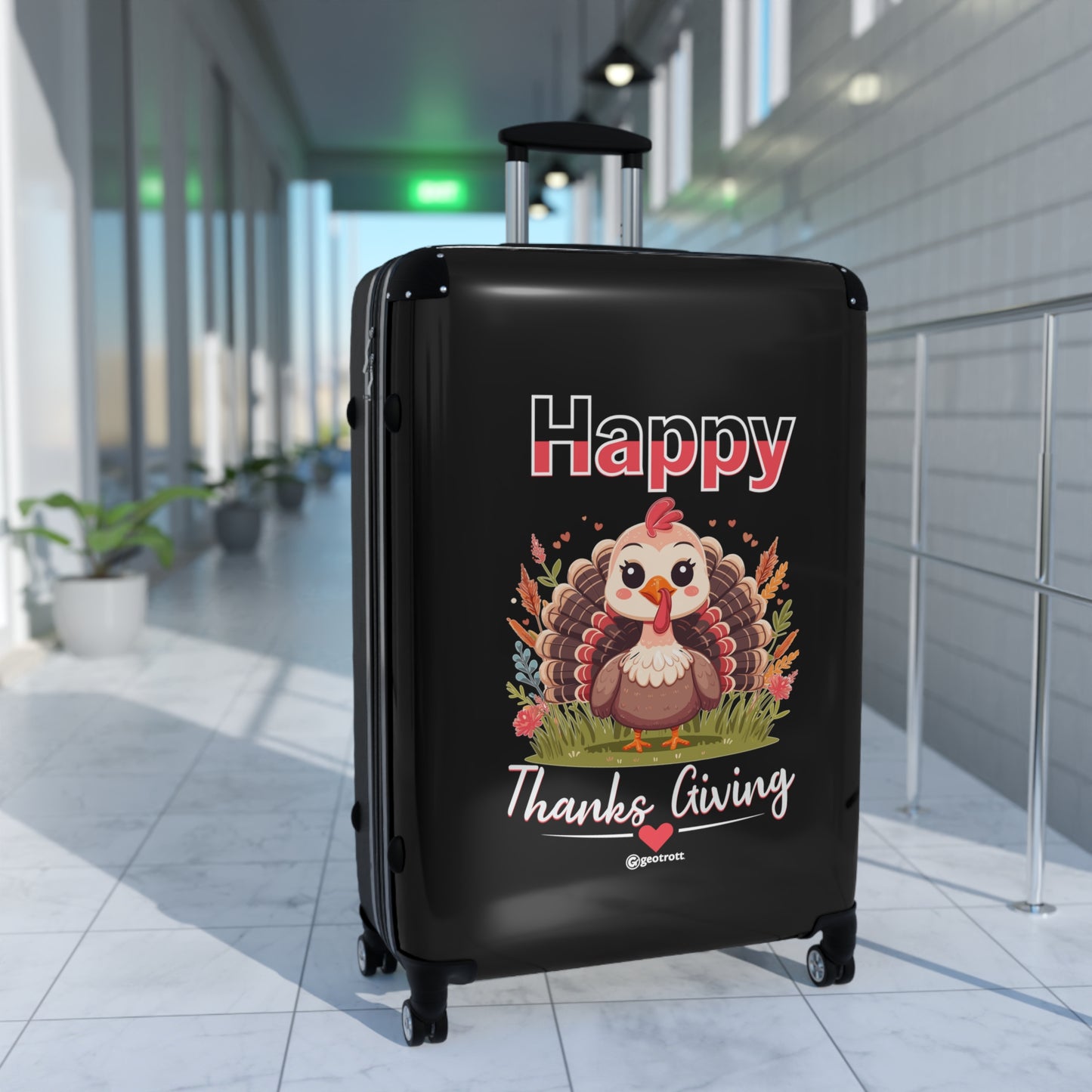 Happy Thanksgiving Cute Turkey Thanksgiving Season Luggage Bag Rolling Suitcase Spinner