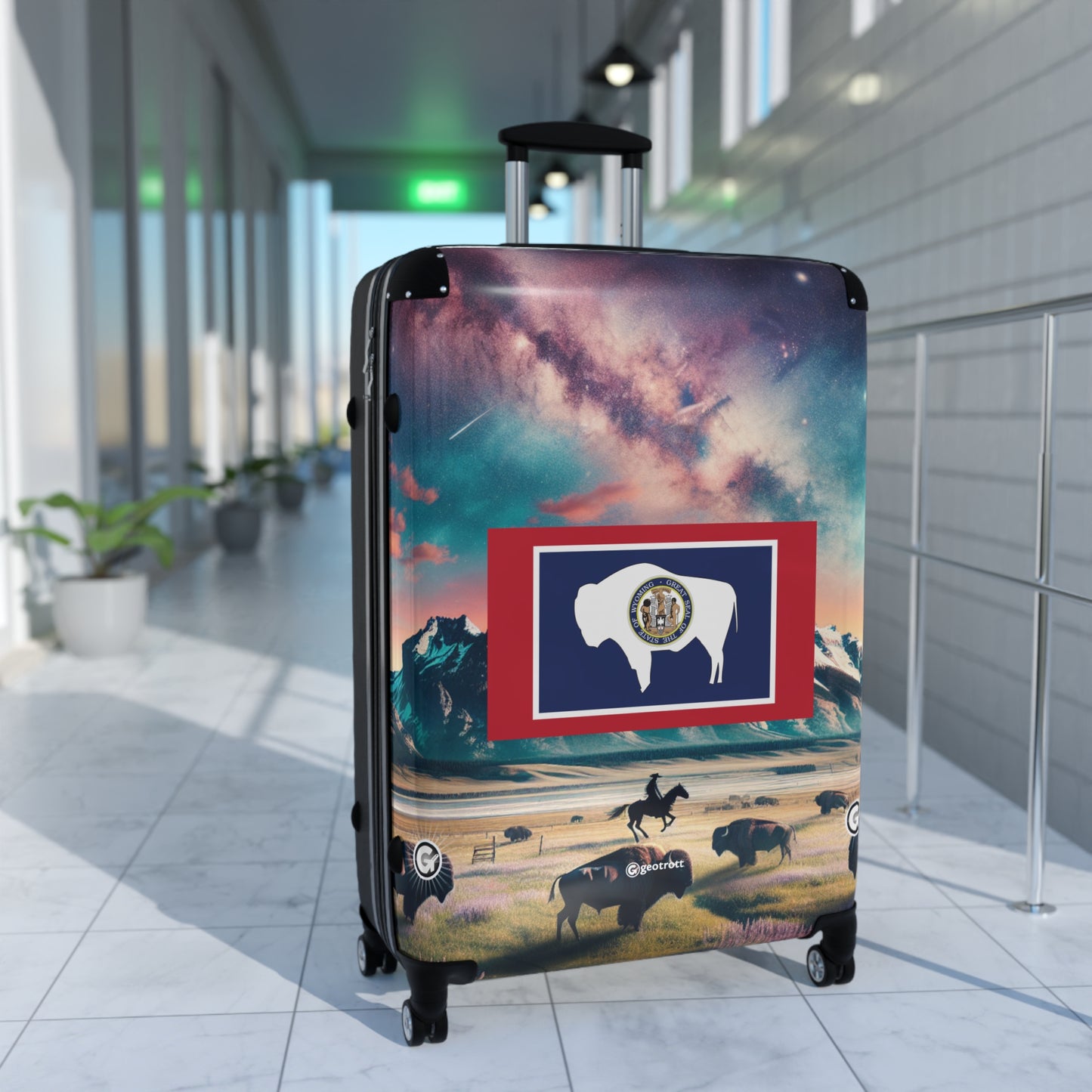 Wyoming USA STATE FLAGS Luggage Bag Rolling Suitcase Spinner
