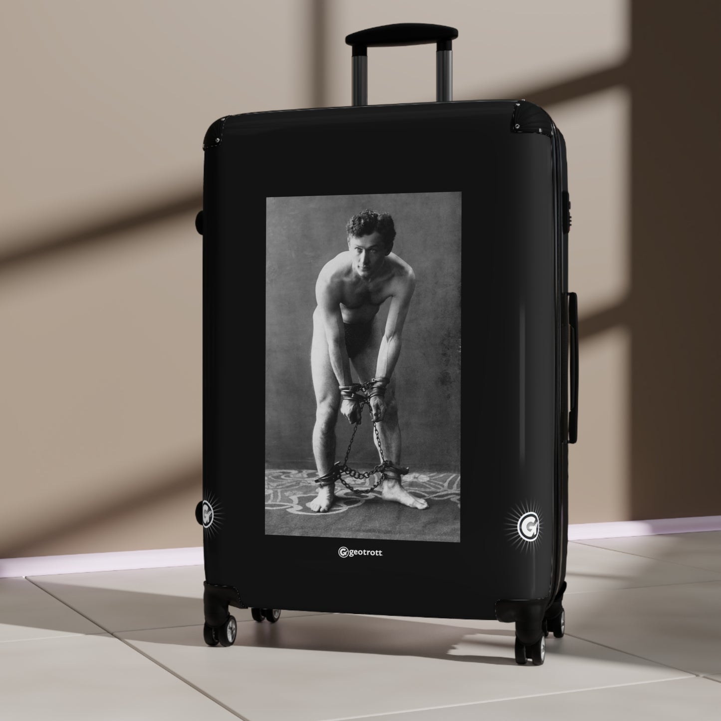 Harry Houdini In Chains 1906 Wily Escape Artist In Handcuff 20Th Century Photos Luggage Bag Rolling Suitcase Spinner