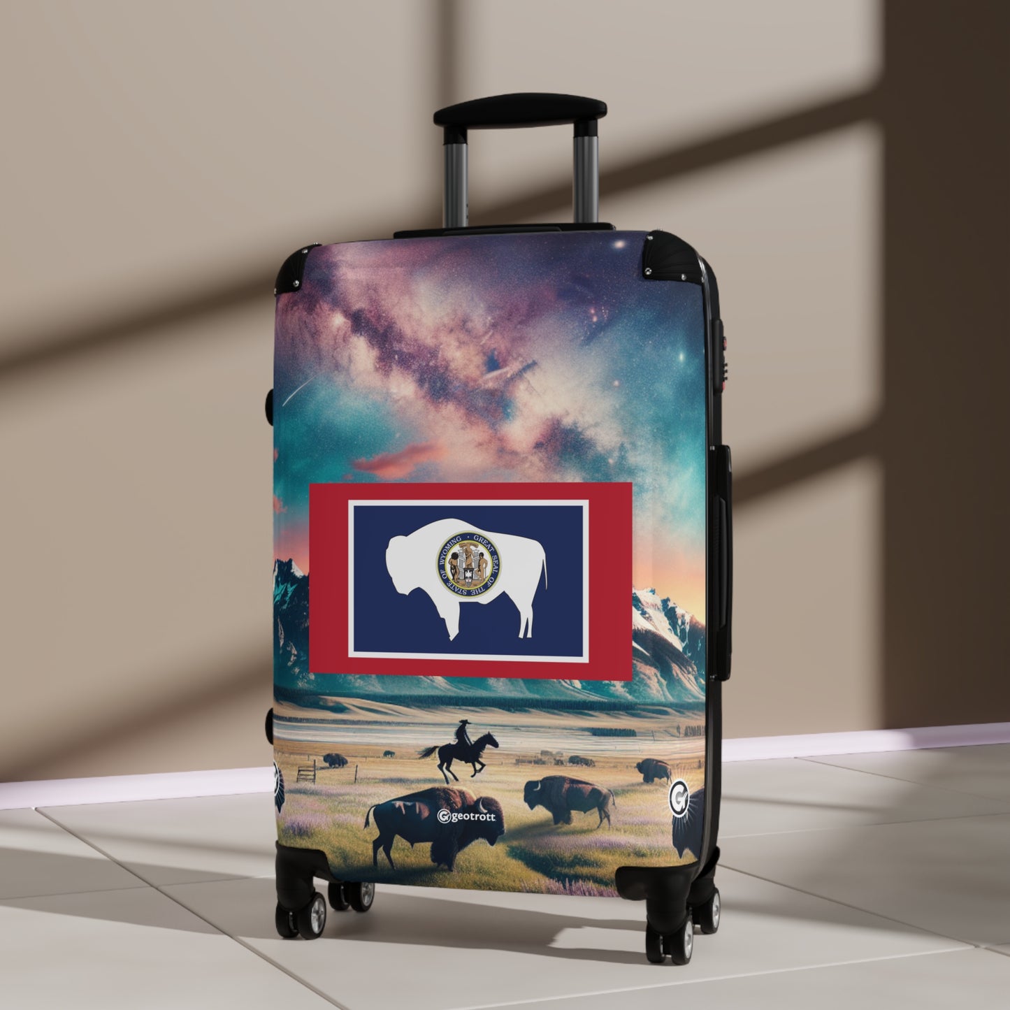 Wyoming USA STATE FLAGS Luggage Bag Rolling Suitcase Spinner