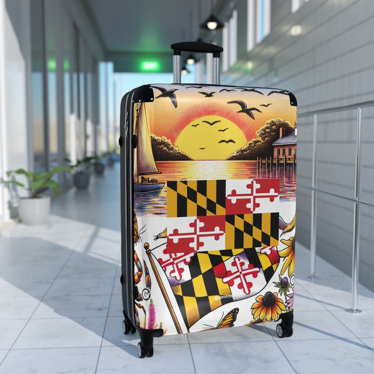 Maryland Usa State Flags Luggage Bag Rolling Suitcase Spinner