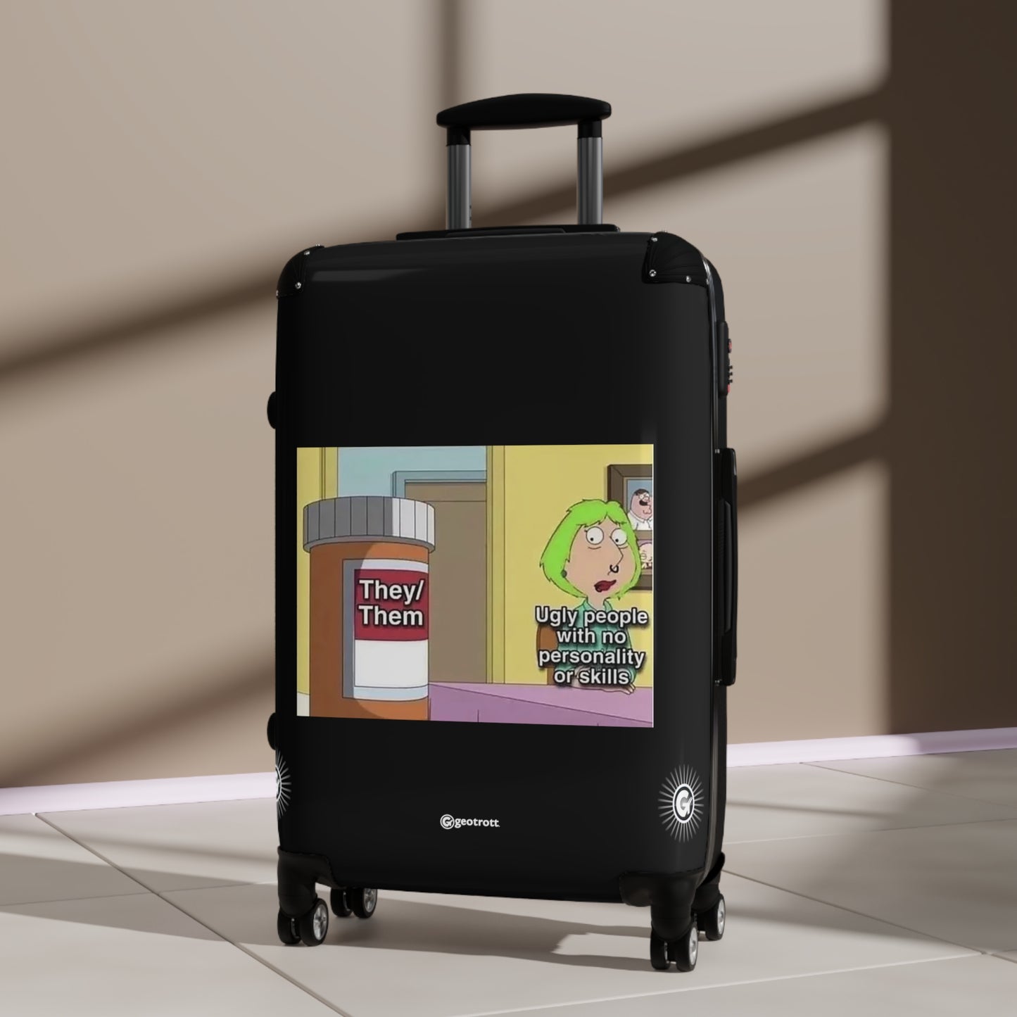 Ugly People with no Personality They Them MEME Funny Inspirational Luggage Bag Rolling Suitcase Spinner