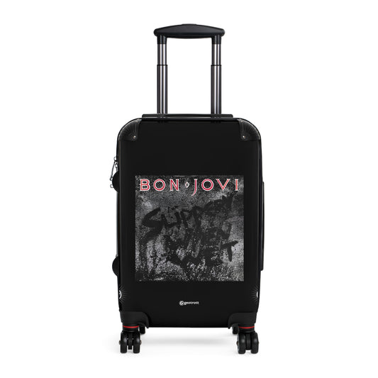 Bon Jovi Slippery When Wet Eighties Music Album Luggage Bag Rolling Suitcase Spinner