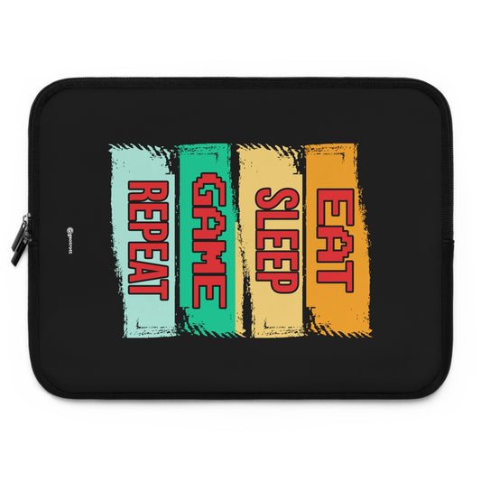 Eat Sleep Game Repeat 2 Gamer Gaming Lightweight Smooth Neoprene Laptop Sleeve