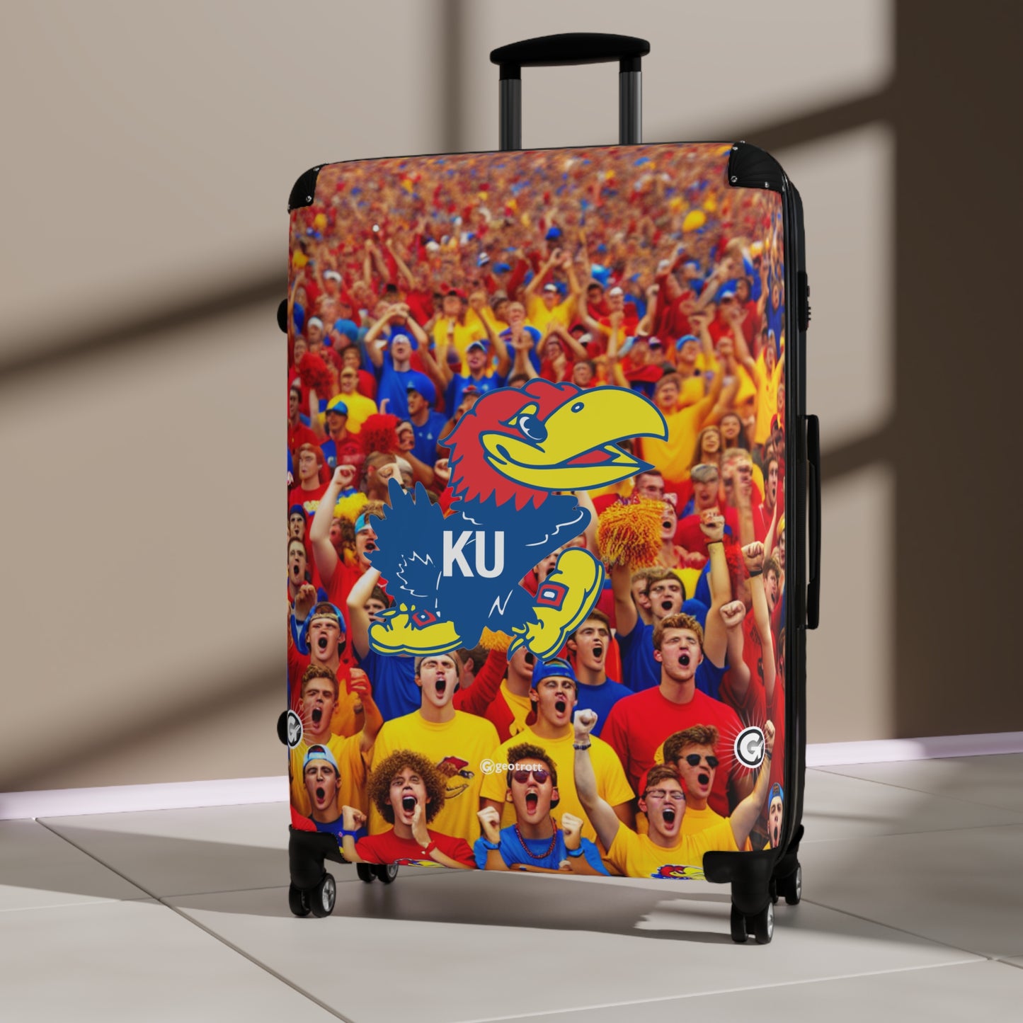 Kansas University Jayhawks College Team Luggage Bag Rolling Suitcase Spinner