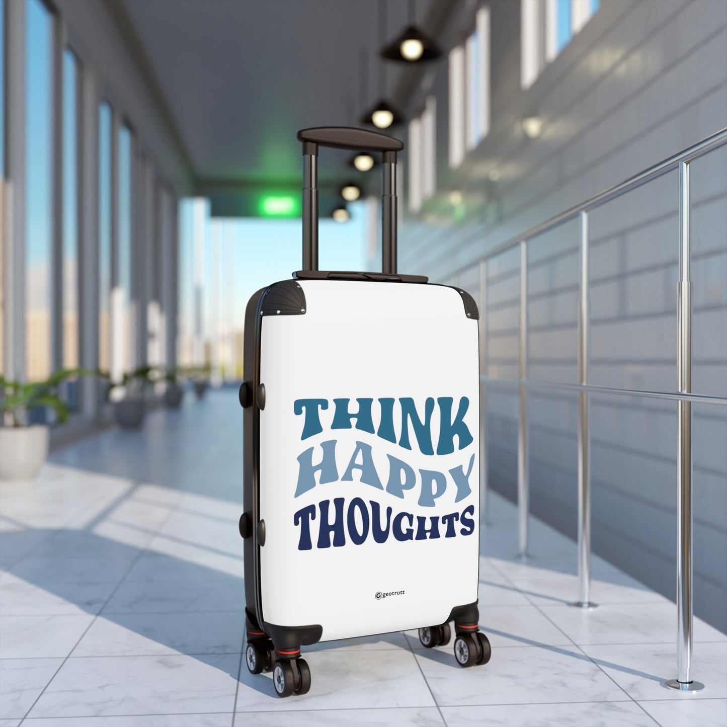 Think Happy Thoughts Emotive Inspirational Luggage Bag Rolling Suitcase Spinner