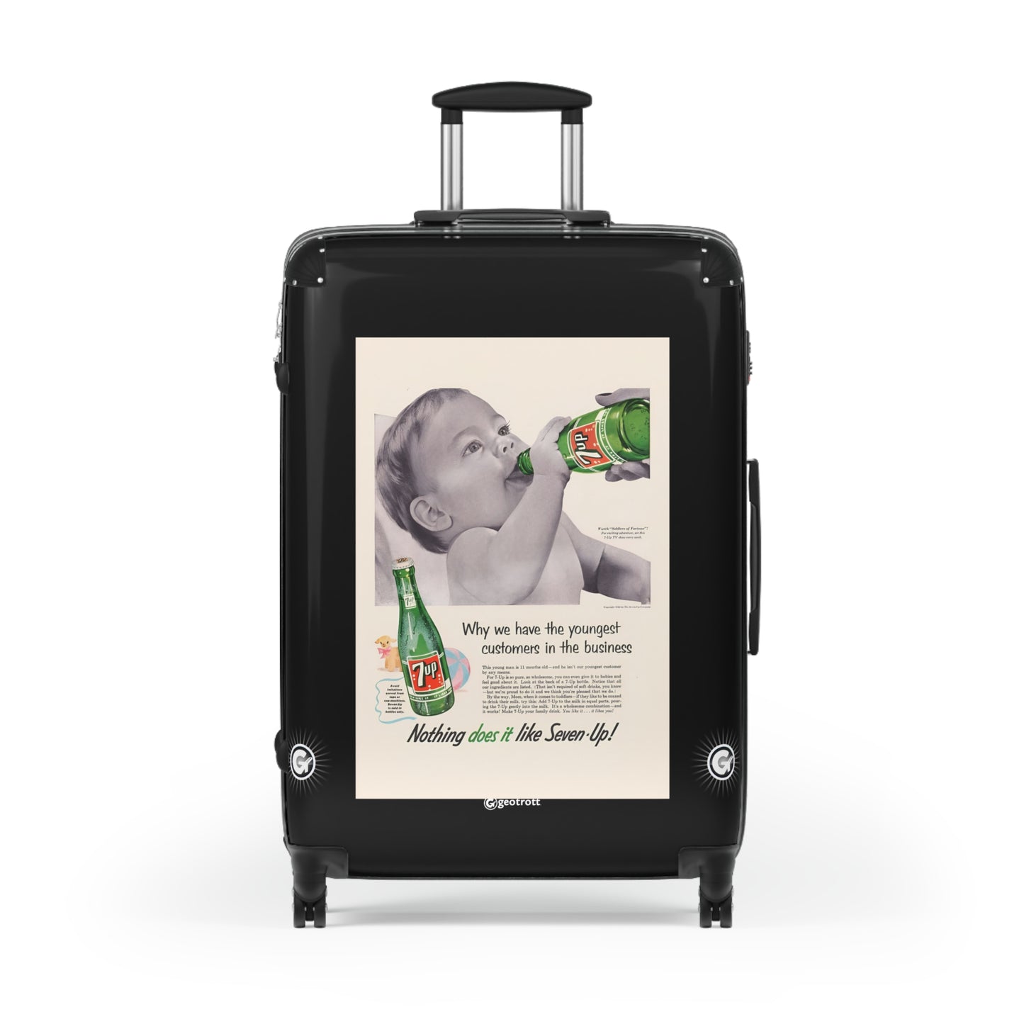 Nothing Does It Like Sevenup 7Up Soda Drink Vintage Posters Retro Ad Luggage Bag Rolling Suitcase Spinner
