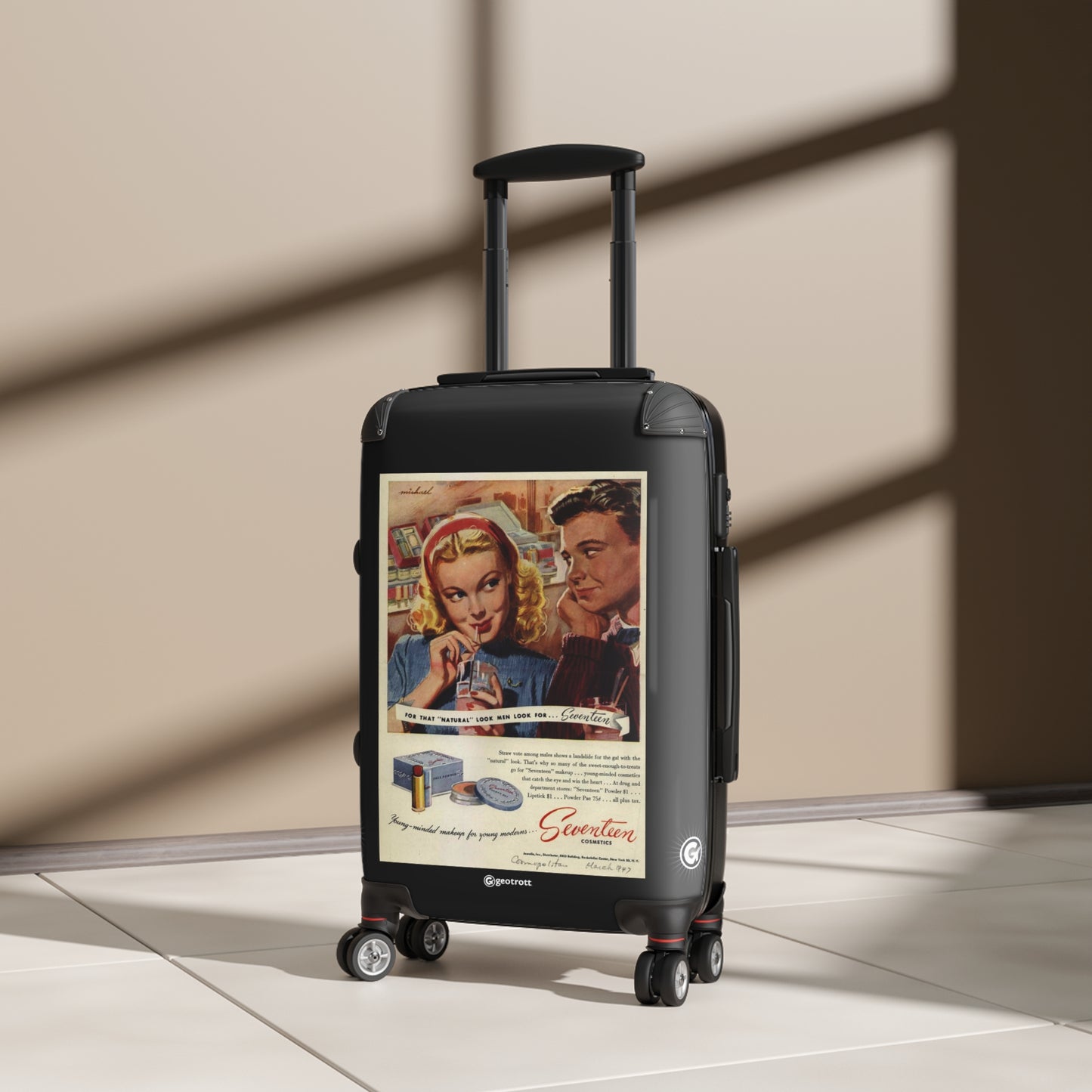 For That Natural Look Men Look For Seventeen Vintage Posters Retro Ad Luggage Bag Rolling Suitcase Spinner