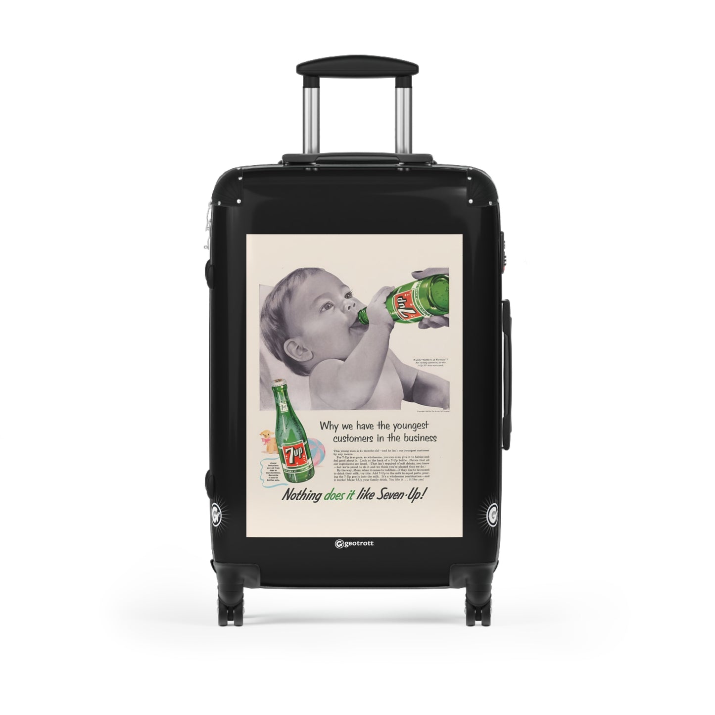 Nothing Does It Like Sevenup 7Up Soda Drink Vintage Posters Retro Ad Luggage Bag Rolling Suitcase Spinner