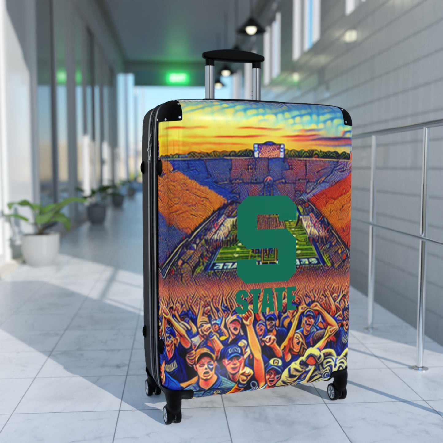 Michigan State University Spartans Football College Team Luggage Bag Rolling Suitcase Spinner