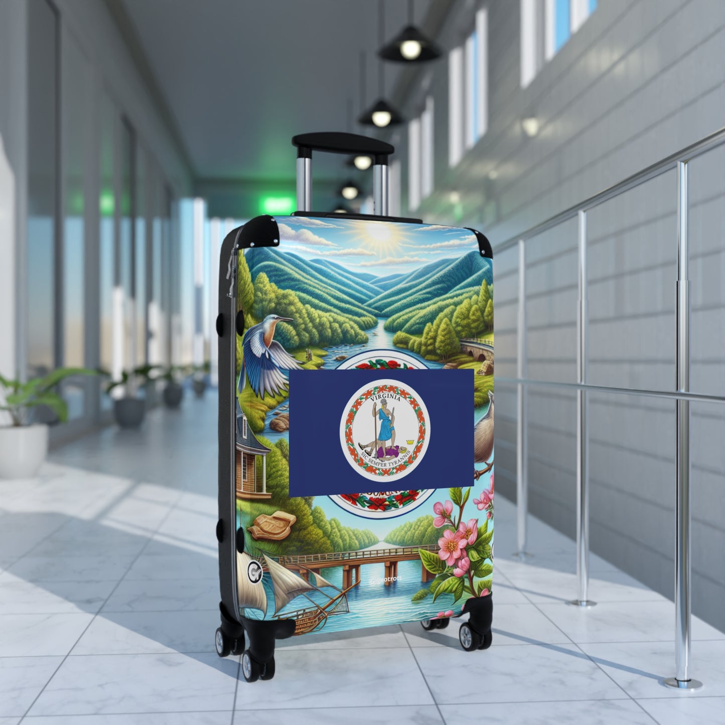 Virginia Usa State Flags Luggage Bag Rolling Suitcase Spinner