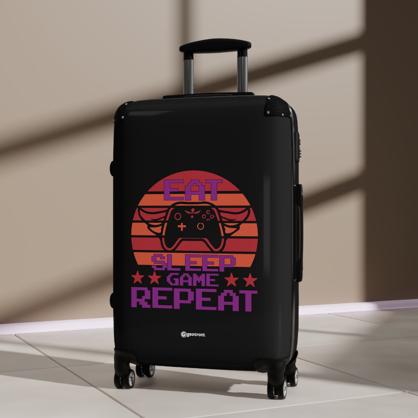Eat Sleep Game Repeat 4 Gamer Gaming Suitcase-Bags-Geotrott