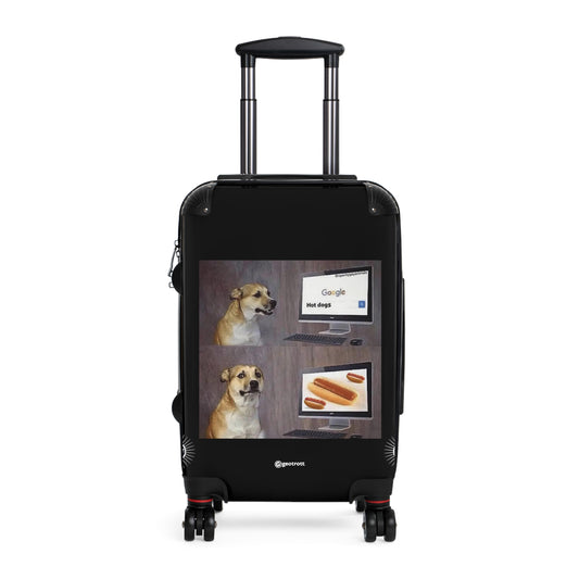 Dog Googles Hotdog Meme Funny Inspirational Luggage Bag Rolling Suitcase Spinner